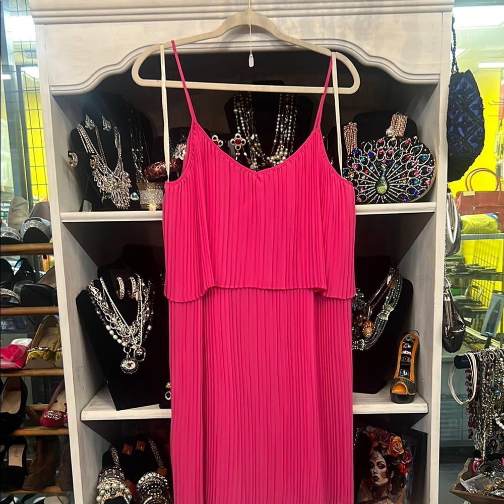 Vibrant Pink Pleated Dress